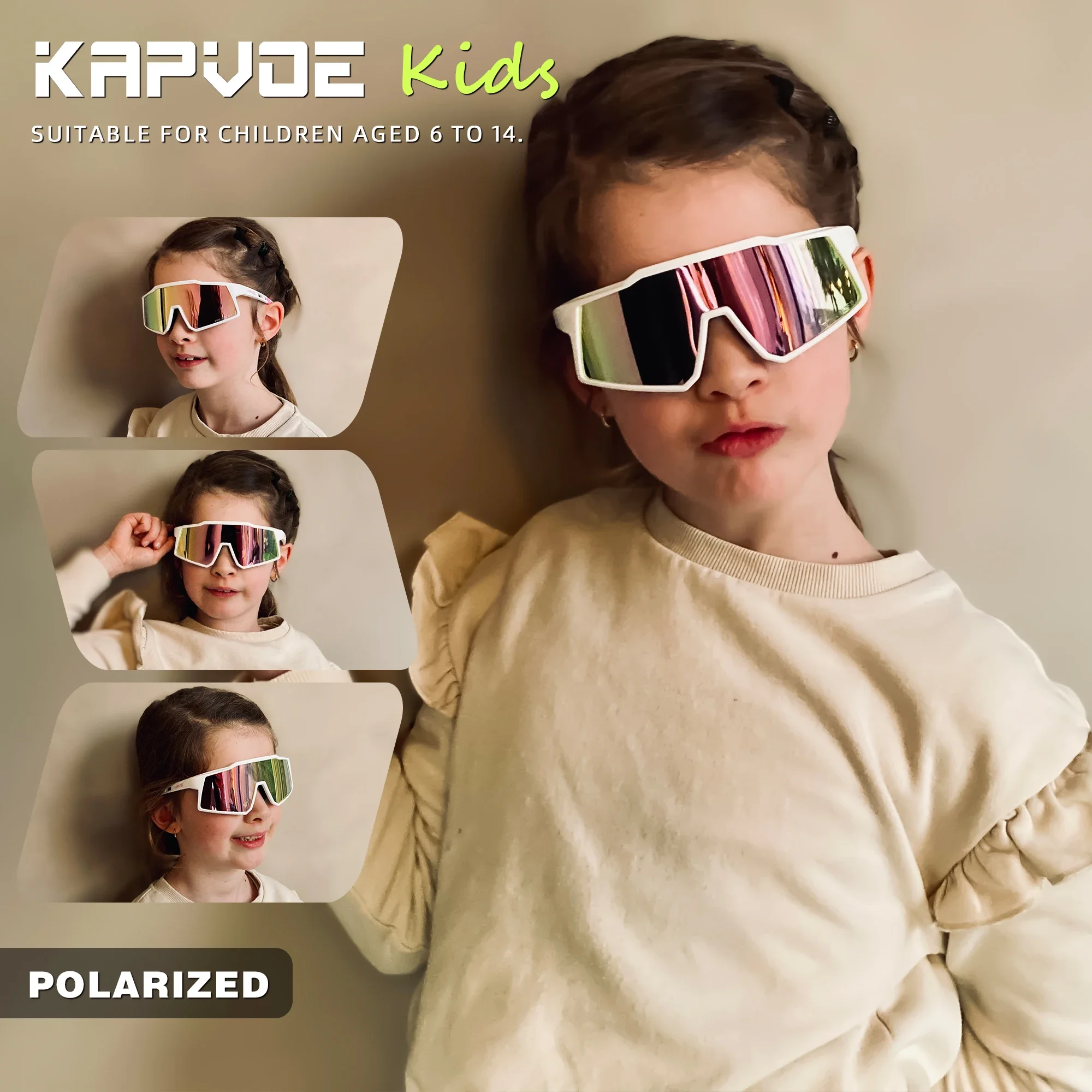 Kapvoe Kids Photochromic Sports Sunglasses Polarized Cycling Glasses Teenagers UV400 Eyewear Boys Girls Sports Running Baseball
