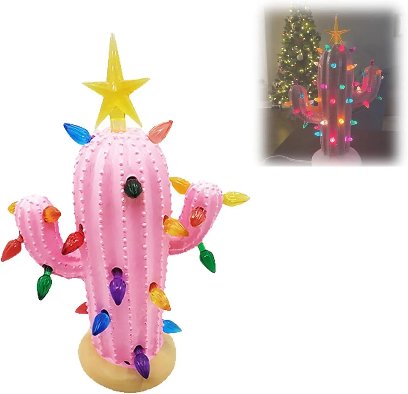 

Винтажный светящийся кактус, Рождественский Декор, креативный кактус, Рождественская елка с подсветкой, керамическая Рождественская елка с подсветкой