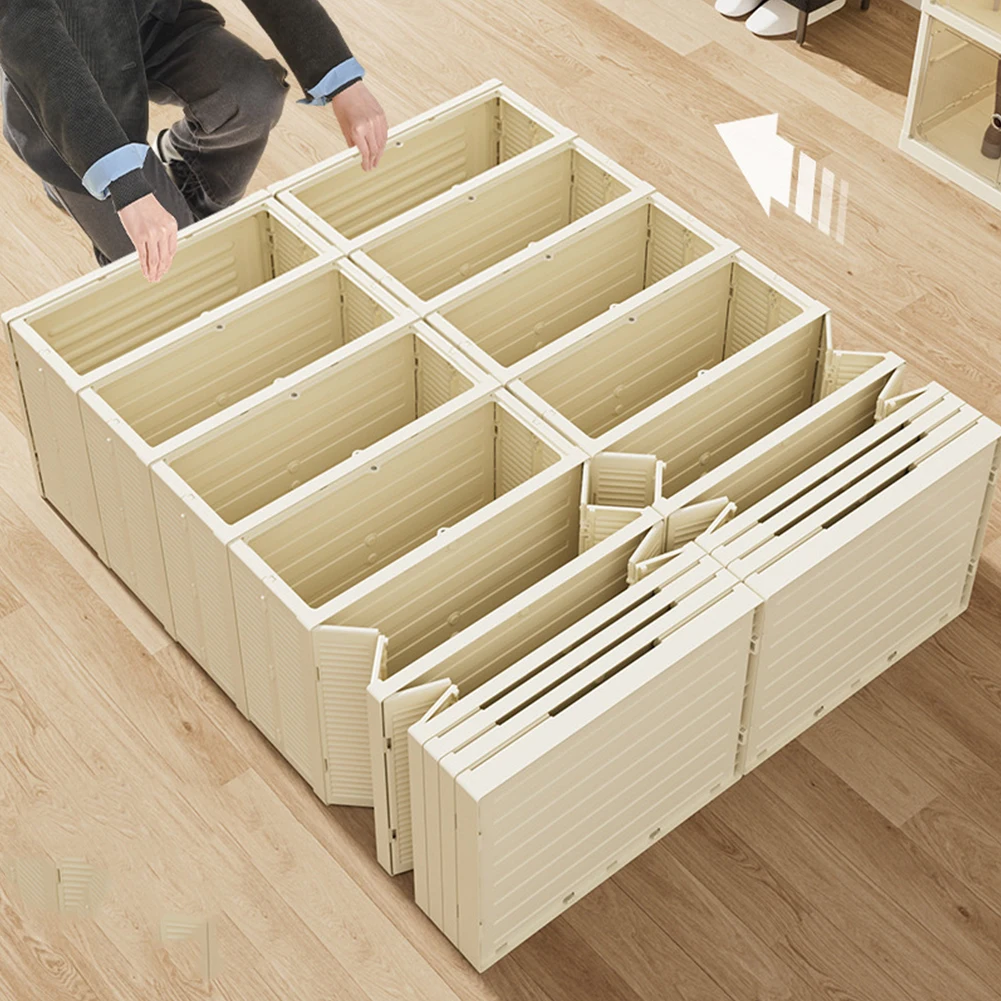 8+1 Layers Foldable Shoes Box Thickened Plastic Sneaker Shoe Storage Box Dustproof Stackable Cabinet Shoe Organizers Rack Shelf