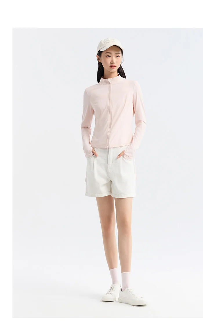 Chaqueta de protección solar de hilo original para mujer, ajustada, de verano, con sensación fresca, corta y fina, de seda helada.