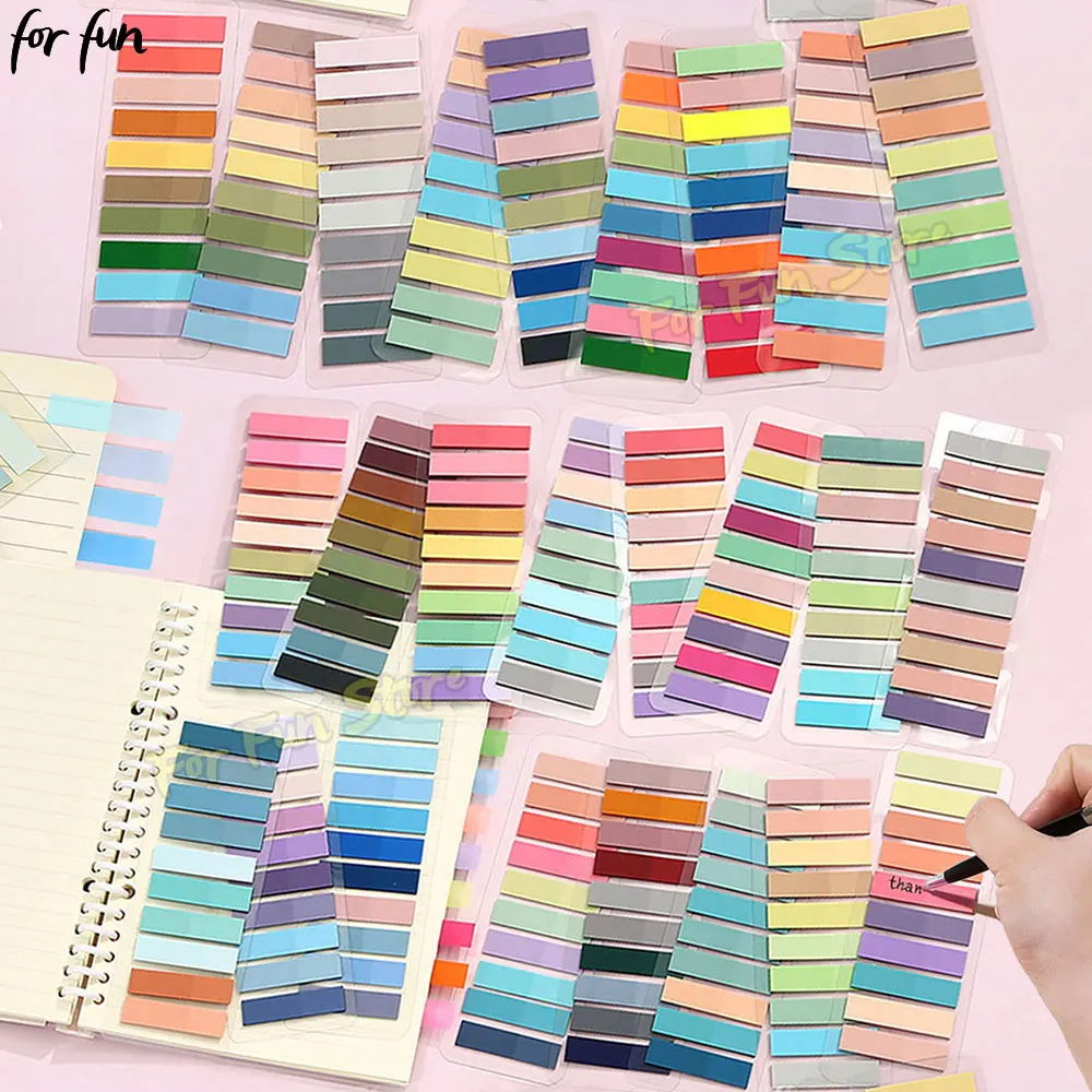 Vibrant Transparent Colorful Index Sticker Memo Pad - 200 Sheets Self-Adhesive Sticky Notes