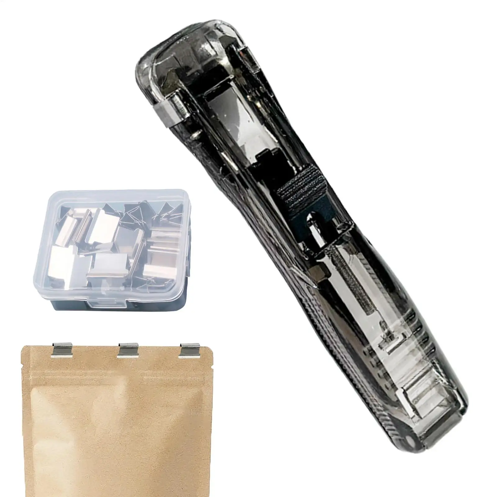 바인더 클립 스테이플러 45매 용량 파일 클램프 패스너(50개 금속 리필 포함) 데스크탑 재사용 가능 휴대용 사무실 학교 가정용