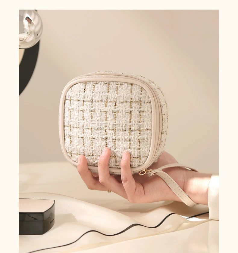 Square Plaid Cosmetic Bags Large Capacity Lipstick Toiletry Makeup Case Money Card Pouch Small Tampon Sanitary Napkin_voghion.com