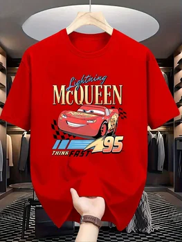 T Shirt Men Disney Cars Lightning McQueen Women Cotton Tee Casual Top Unisex Summer Streetwear Oversized Short Sleeve Breathable