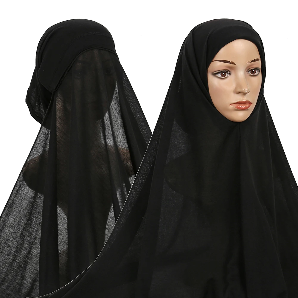Muslim Women Jersey Hijab With Cap Bonnet Instant Jersey Hijabs for Women Plain Shawl Head Scarf Under scarf Caps Cover Headwrap