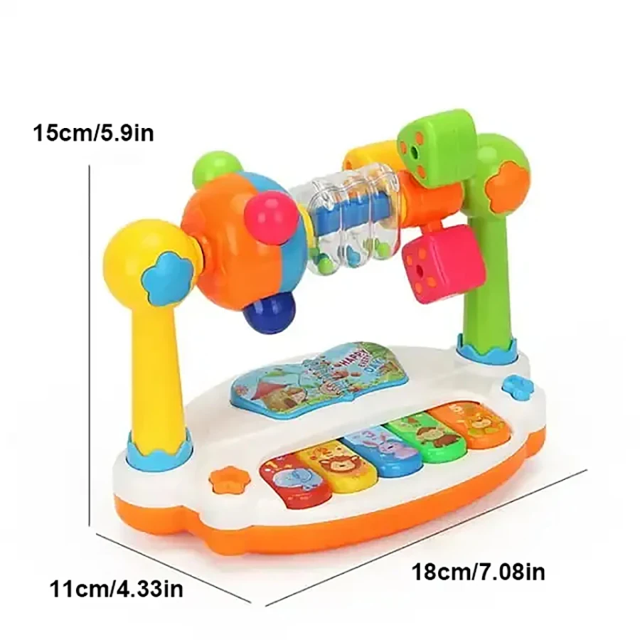 Baby Rotating Piano Toys Kids Music Piano Keyboard Light Sound Musical Noise Maker Toys For Toddlers Early Educational Music Toy