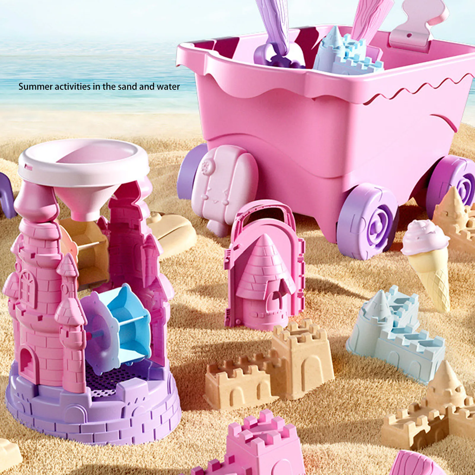 Kinderburg-Spielset, Strandspielzeug für Kleinkinder, Eimer und Schaufeln, Sandspielzeug für Outdoor-Aktivitäten_voghion.com