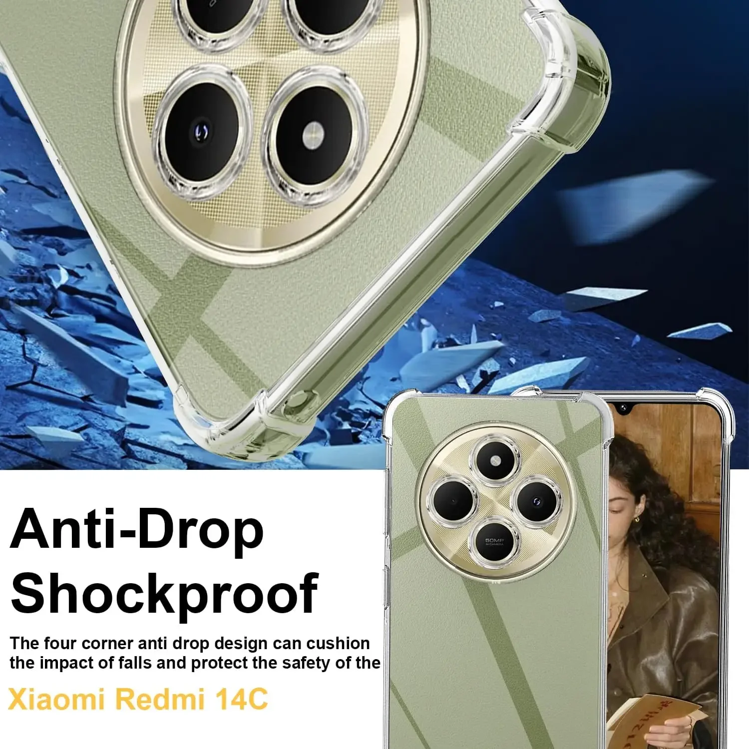 Crystal Clear Shockproof TPU Protective Phone Case with Reinforced Corners
