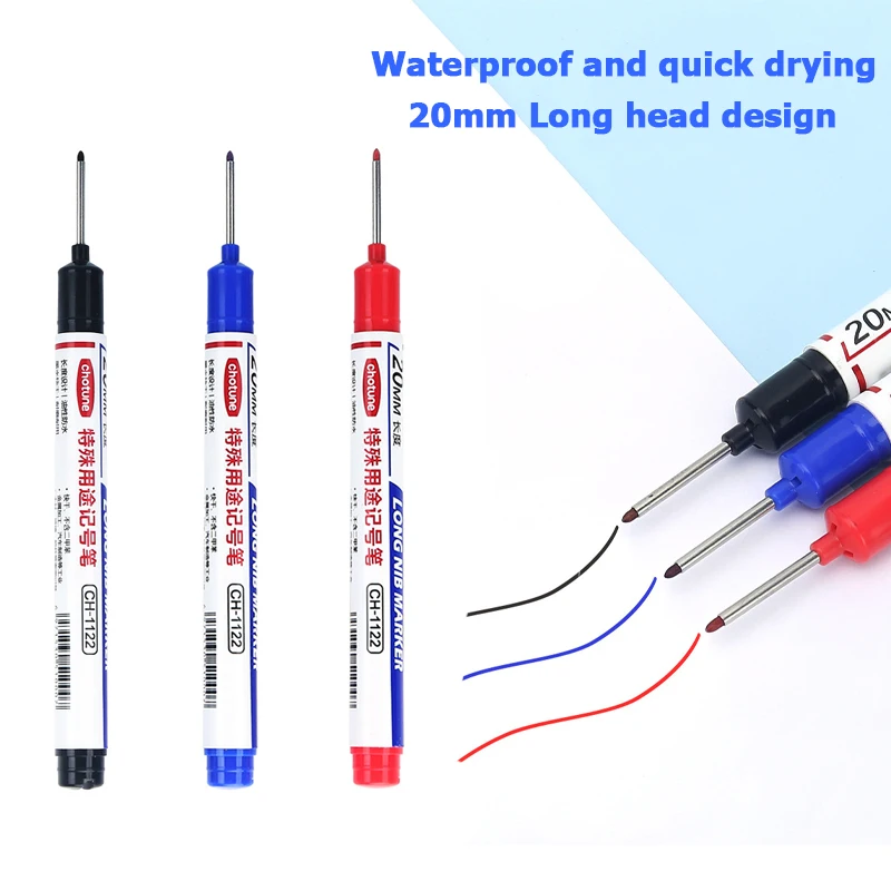 20MM Ink long head markers 1pcs Bathroom woodworking decoration Multi-purpose deep hole marker pens Red/Black/Blue/White/Green