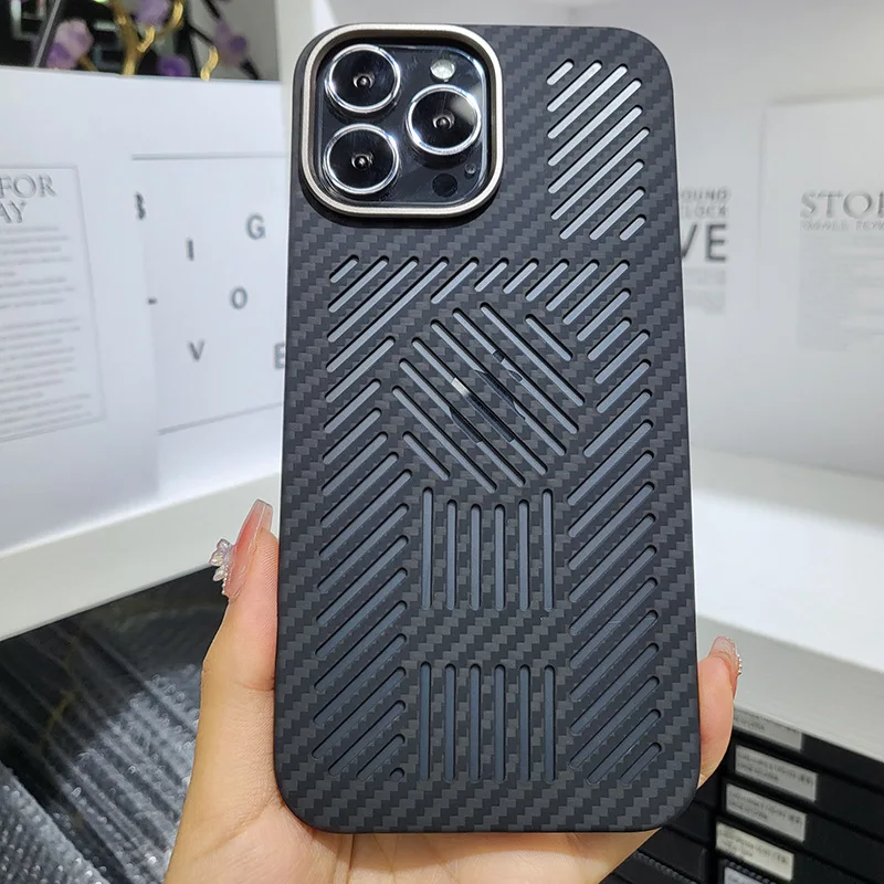 

Hollow Heat Dissipation Case for IPhone 14 Pro Max Real Carbon Fiber Case Aramid Fiber Cover for iPhone 14 13 Pro Max Case Shell