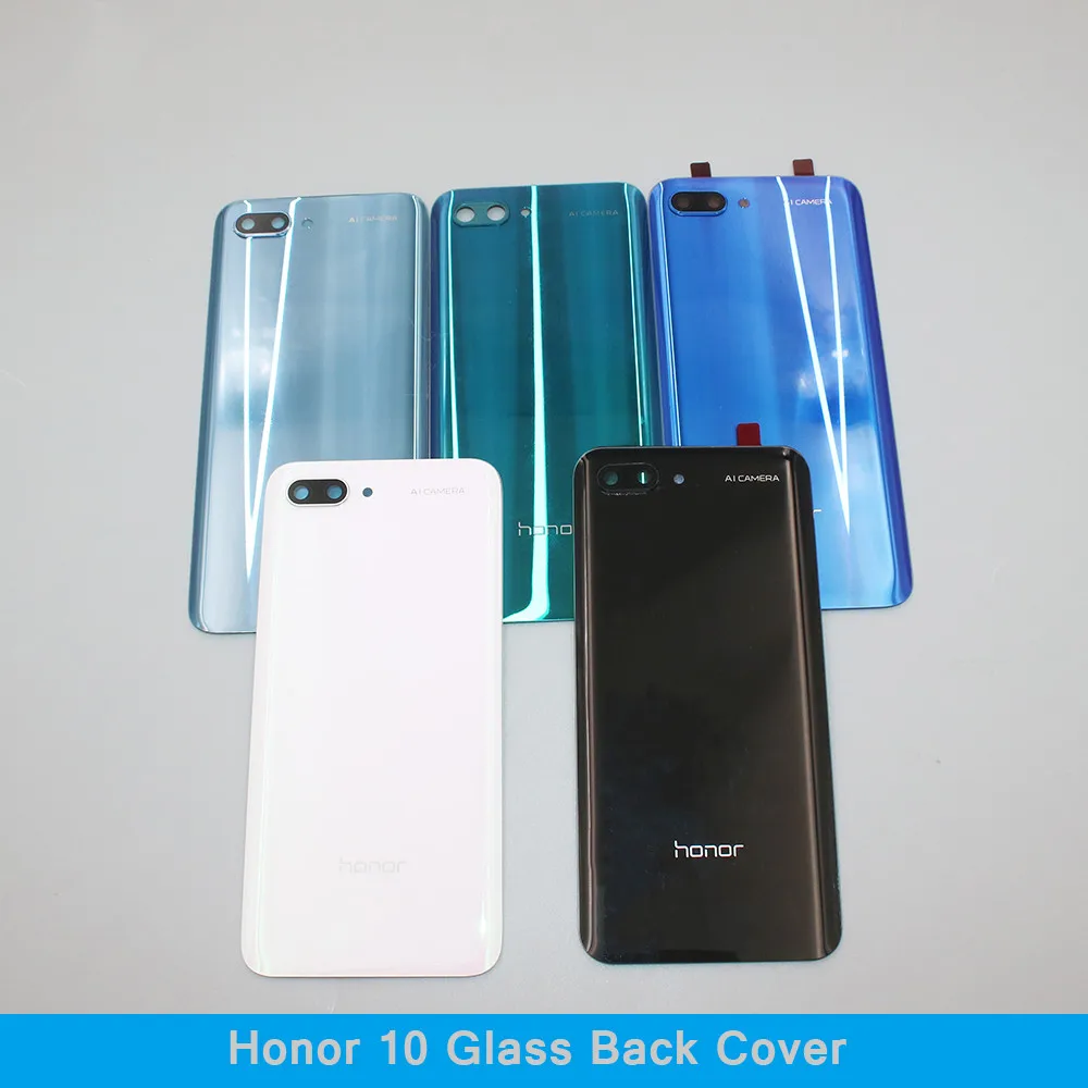 Vitre Arrière (cache Batterie) Avec Adhésif Pour Huawei Honor 10 - Noir Avec Logo, Neuf