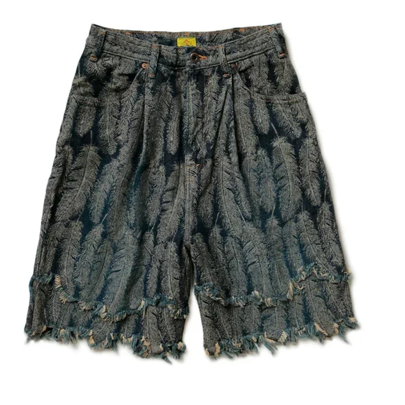 Kapital Japanese Style Feather Denim Men's and Women's Fashion Casual Shorts Spring Summer Loose New Amekaji