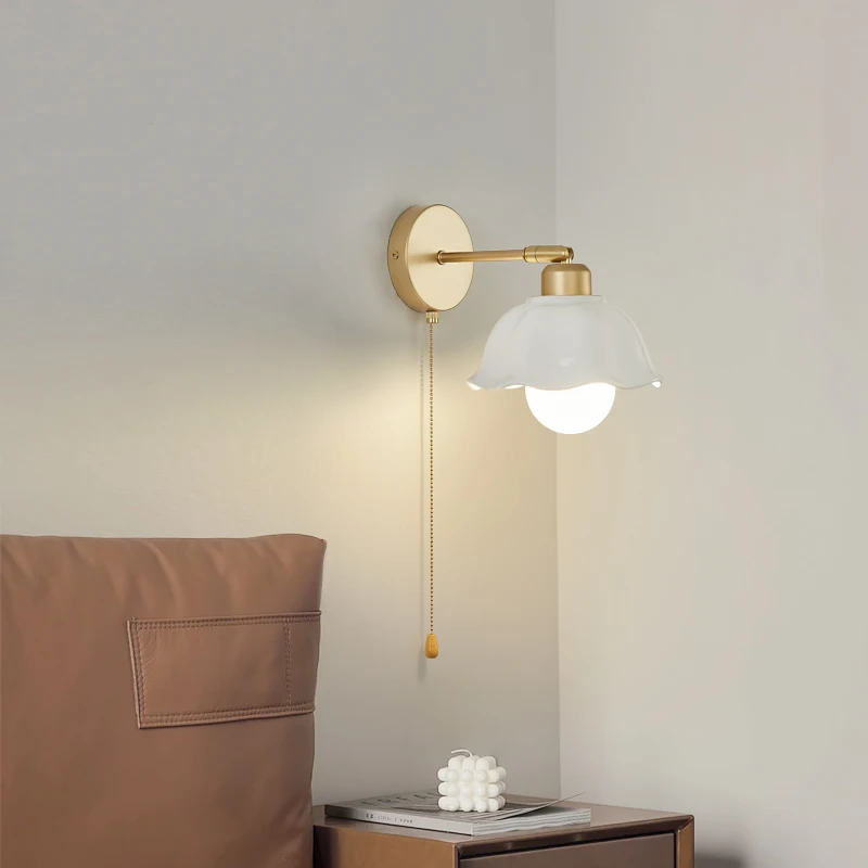 

(Free E27 LED Bulb)Nordic wall lamp Nature White wall lighting fixtures for living room/bedroom/home decor lampe led sconces