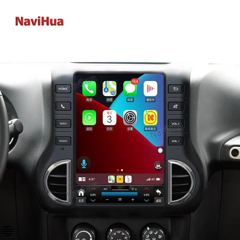 

Автомагнитола NaviHua для Jeep Wrangler, Android, сенсорный экран в стиле Тесла, мультимедийный Головной блок с GPS-навигацией, новое обновление, 6 + 128 ГБ