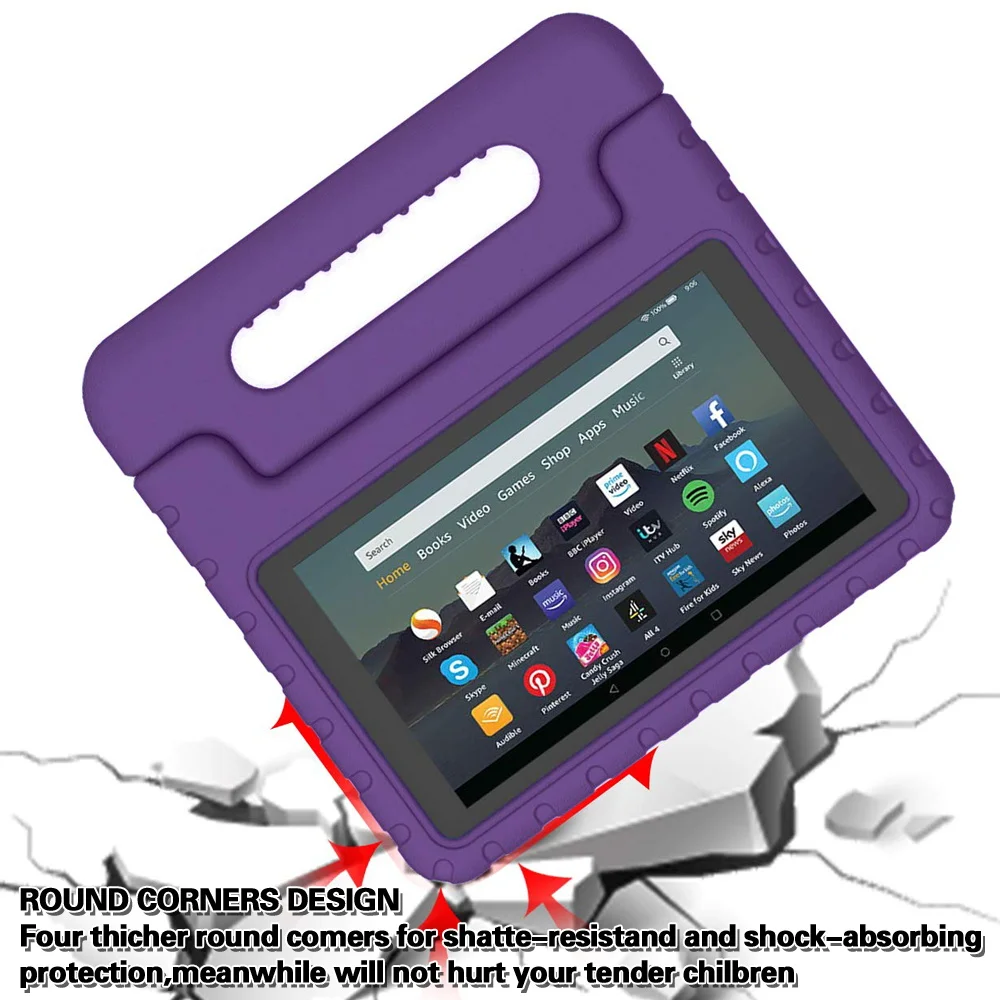 良品 Fire HD 8 第7世代 16GB キッズカバー(ブラック)付き 子供用タブレットプロテクションケース,2022,5番目,第7世代,HD 8
