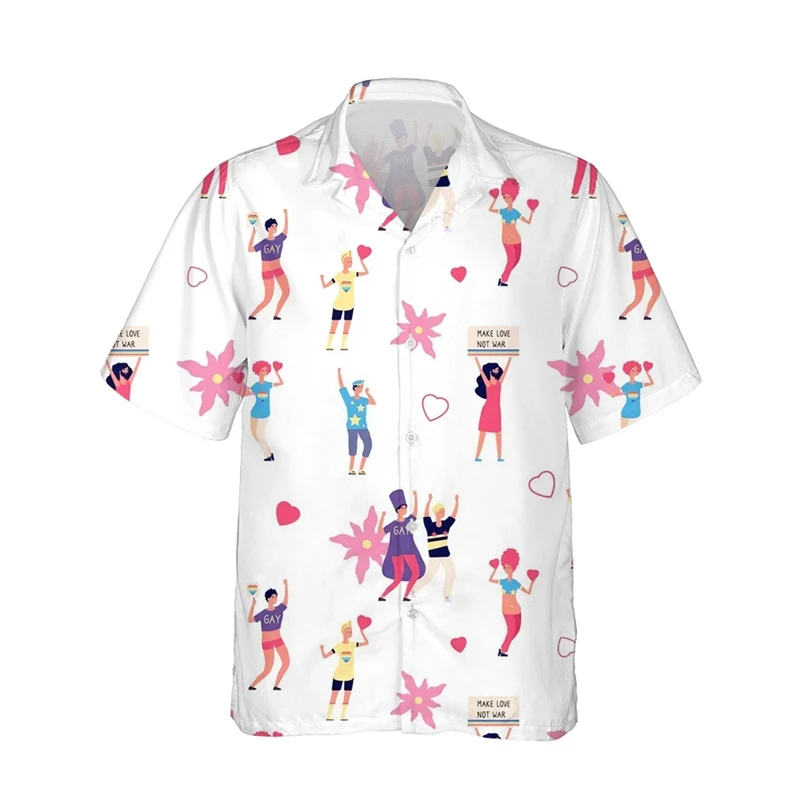 thumbnail image 1 of Camisetas con estampado 3D de la bandera del arcoíris LGBT para hombres y mujeres, camisetas de manga corta con solapa y personalidad a la moda, camisetas con botones para hombres, 1 of 5