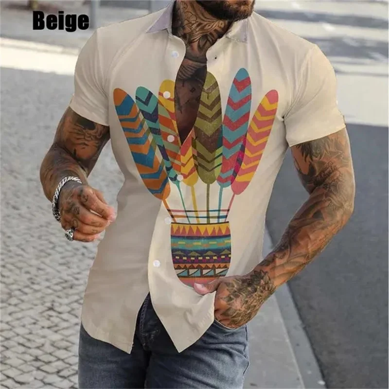 thumbnail image 1 of Camisa de playa de manga corta para hombre, estampado completo, con estampado de bádminton, para verano, informal, con personalidad, talla grande, 1 of 5