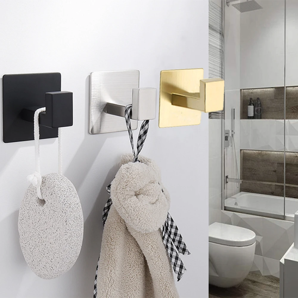 Adhesive Wall Hook Stainless Steel Hanging Key Holder Coat Towel Rack Clothe Bag Hanger Bathroom Accessories stainless steel hook,adhesive hooks,wall hanger,wall clothes hook,kitchen hook,towel hook