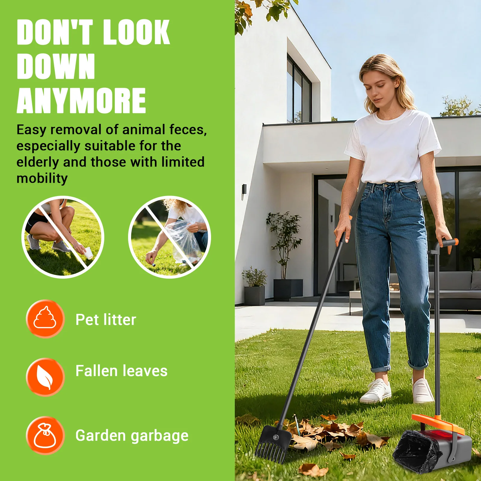 Adjustable Long Handled Pooper Scooper For Dogs And Cats With Bags_voghion.com