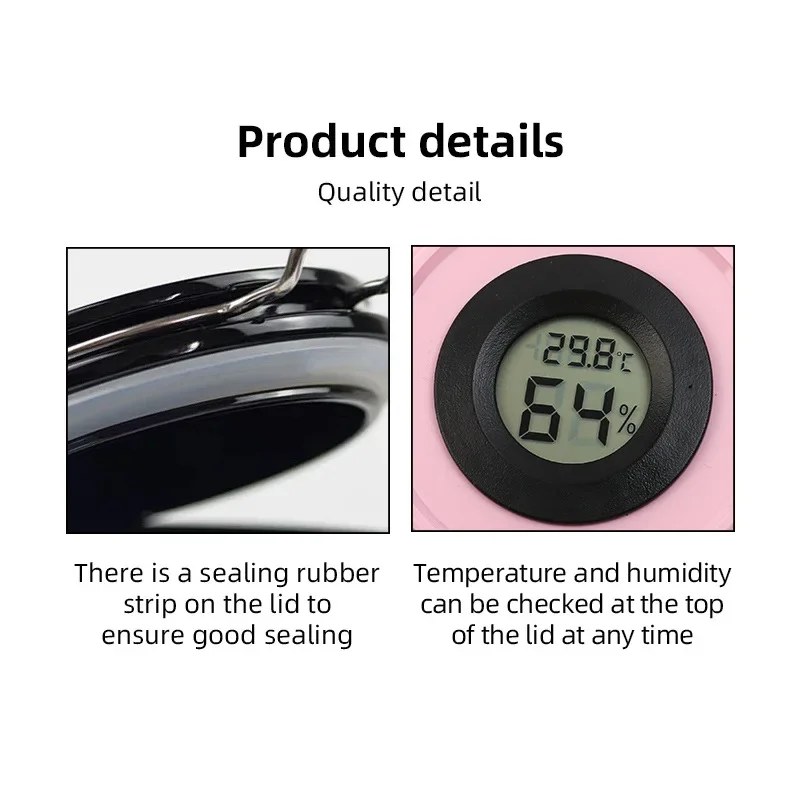 디지털 속눈썹 익스텐션 접착제 보관 탱크, 온도 및 습도 표시 용기, 속눈썹 활성화 밀폐 보관 항아리