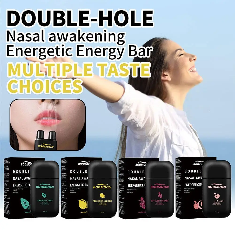 

3pcs Nasal Suction Stick Mint Grape Peach Lemon Fruit Double Hole Energy Oil Energy Bar Refreshing Sobe Nasal Congestio