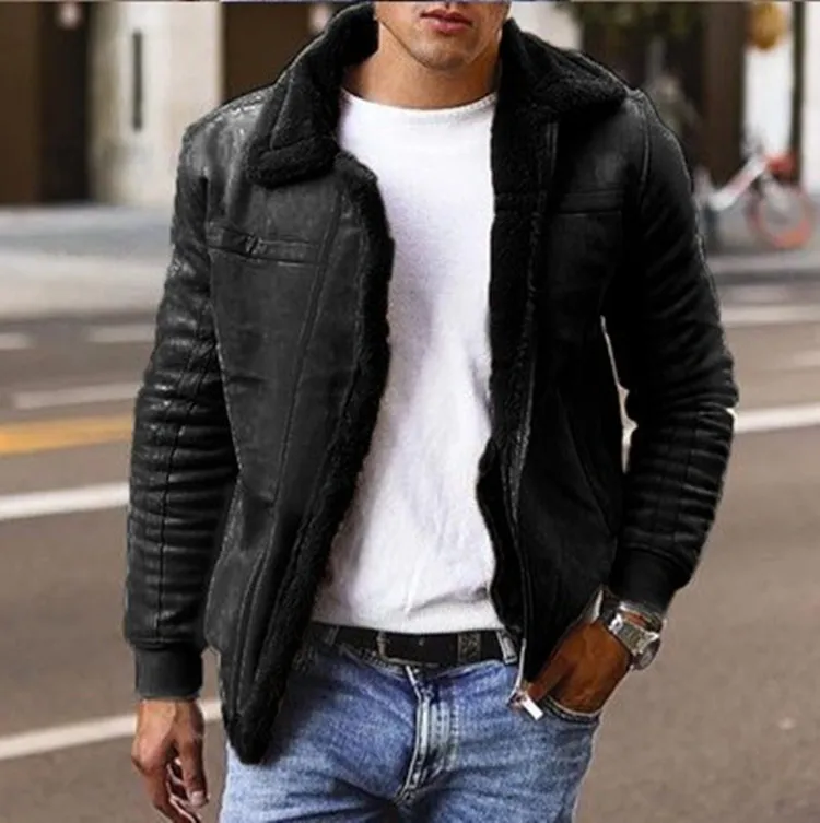 

Men's Plus-size Matte Suede Composite Leather Jacket Thick Coat Jackets for Men Men Clothing