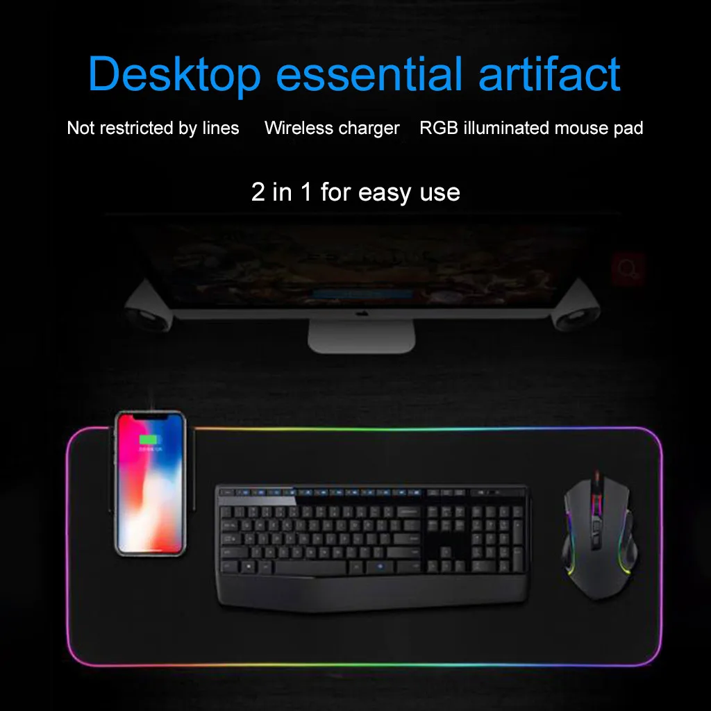 Ouhaobin Computer Peripherals Large Extended Rgb Led Lighting Keyboard Mat Gaming Mouse Pad Wireless Charging 20jun 19 silent wireless mouse