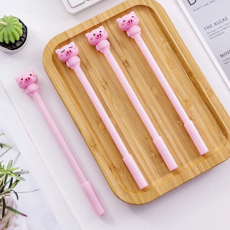 36pcs Wholesale Expression Pink Pig Cute Cartoon Gel Pen Black 0.5mm Pens Student Stationery School Supplies Manufacturers