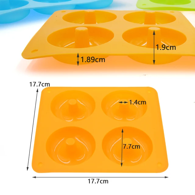 4 Lyuk Fánk Penész 3D -S Szilikon Torta Nem Bot Bagel Serpenyő Tészta Csokoládé Muffinok Készítő Konyhai Kiegészítők Szerszám - Image 3