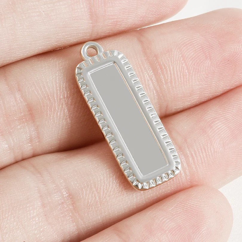 6 Stück Edelstahl Blanko Tablett Anhänger für Dekoration Geometrie Cabochon Einstellungen Basis Charms DIY handgemachte Materialien Zubehör – Detail 5
