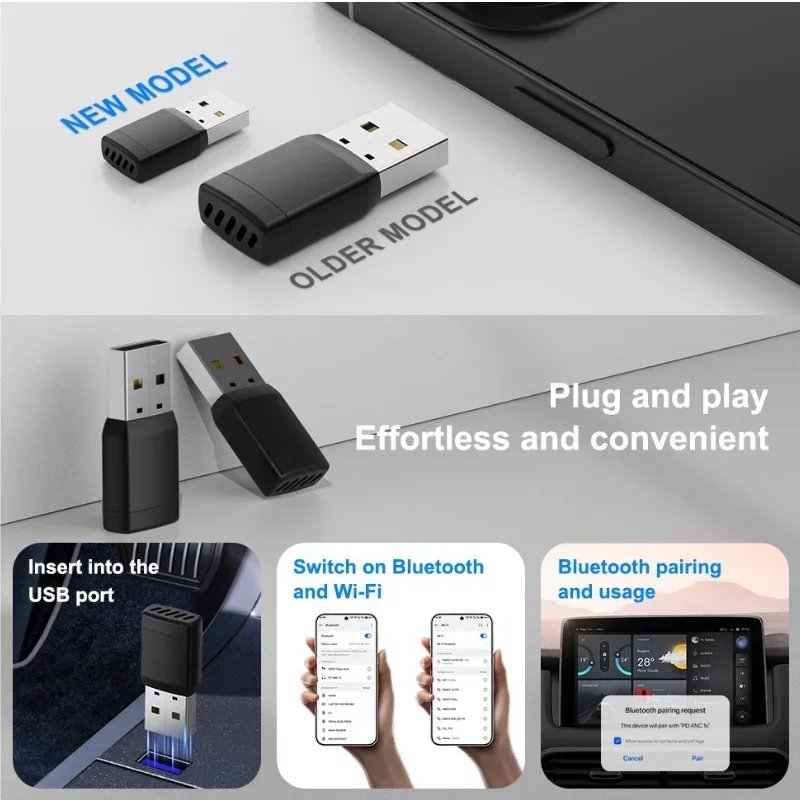 Mini Adattatore Wireless CarPlay Android Auto Wireless Dongle Wifi 5.8G Auto Connect Box Per iPhone Telefono Android Per Volvo Benz VW - Image 3