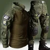 RU Camo Tactical Sets Men Outdoor Breathable Long Sleeve T Shirts+Multi-pocket Straight Cargo Pant 2Pcs Suit Training Combat Set 1