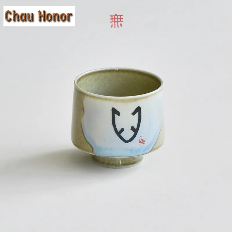 100ml Creative Oracle Bone Heart High Foot Teacup Elegant Tea Bowl Mug Tea-tasting Smelling Cup Jianzhan Master Cups Tea Items