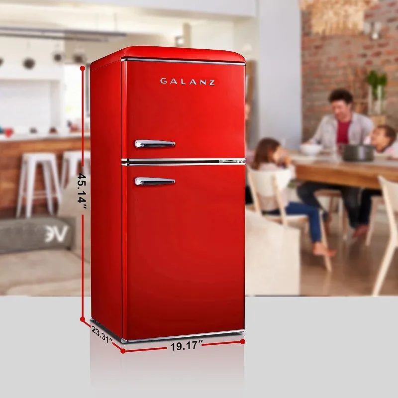Galanz GLR40TRDER Retro Compact Refrigerator,4.0 Cu.Ft Mini Fridge with Dual Doors,Adjustable Mechanical Thermostat with Freezer 6