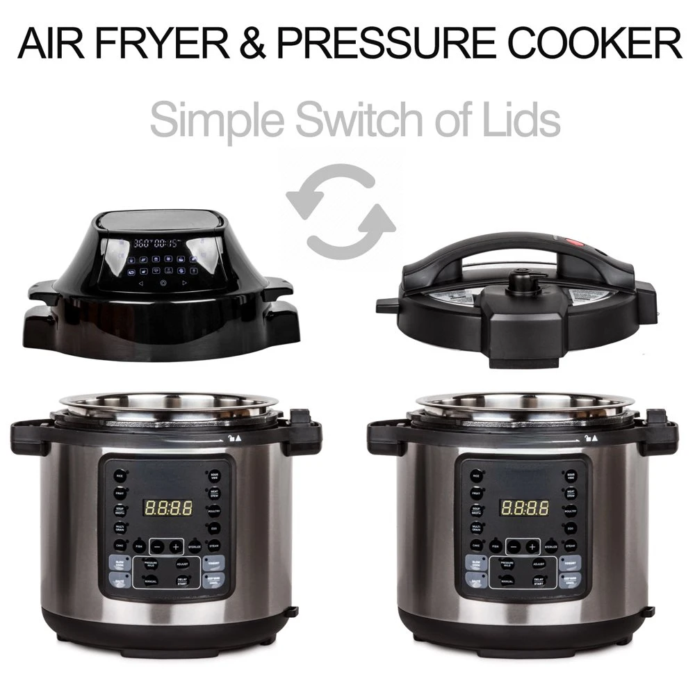 

Fryer Pressure Cooker Slow Cooker Air Fry Steamed Dehydrate with 6.5 Qt