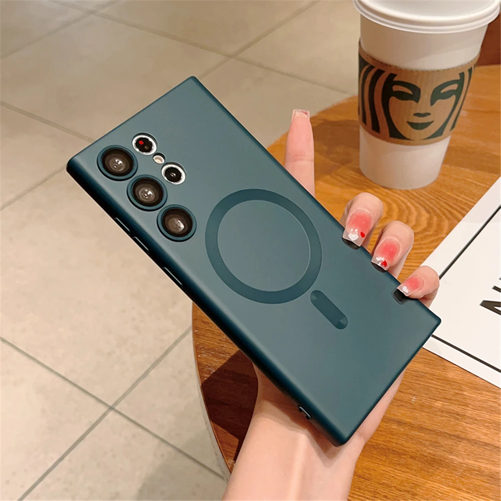 Matte Magnetic Wireless Charging Case with Silicone Lens Protection Cover