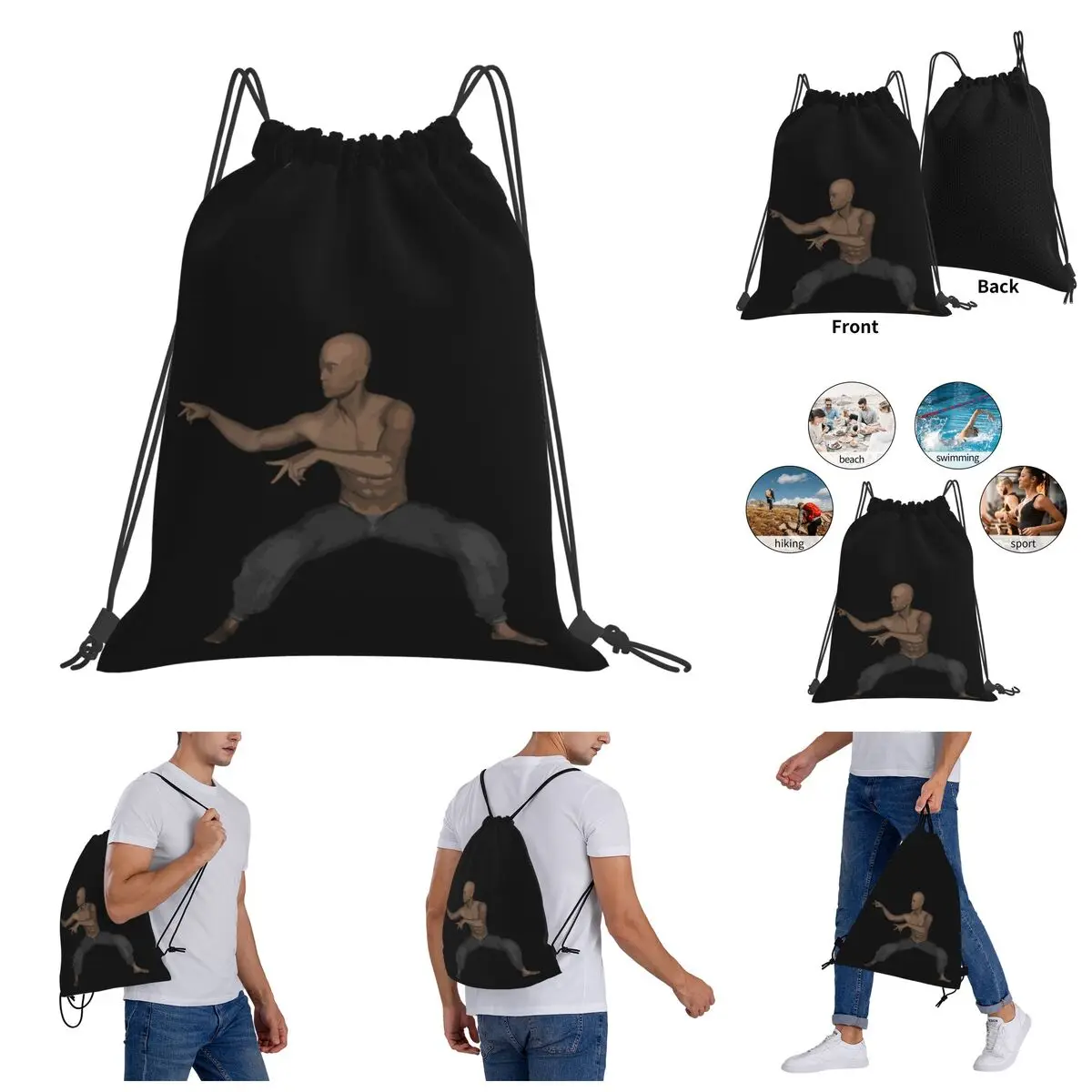 

Backpack Funny Drawstring Bags Gym Bag Karate Kyokushinkai Fans Sticker Graphic Cool Knapsack