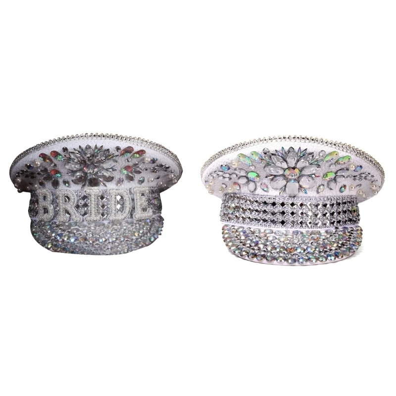 

Bridal Captain Hat Crystals Hat for Male Female Dancing Comedian Actor