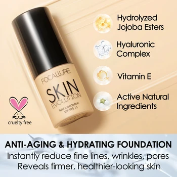 FOCALLURE Waterproof Matte Face Liquid Foundation Full Coverage Concealer Whitening Face Makeup Base Cream Cosmetics for Women 3