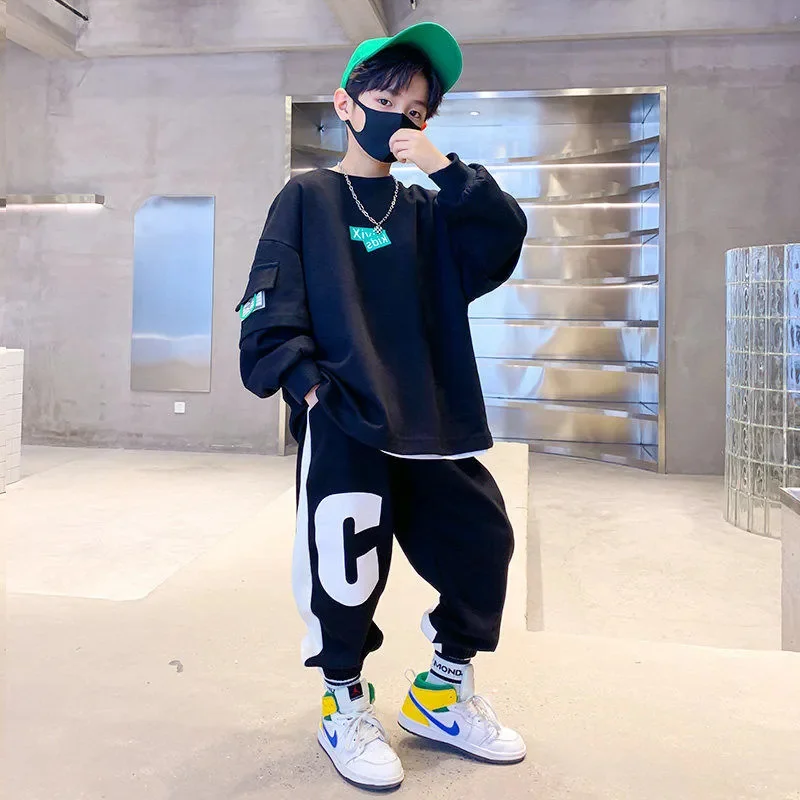 

2024 Teen Boys Clothes Set Kids Tracksuit Cotton Hoodies Tops + Pants Children Clothing Boy Sportswear 3 4 6 8 10 12 Years