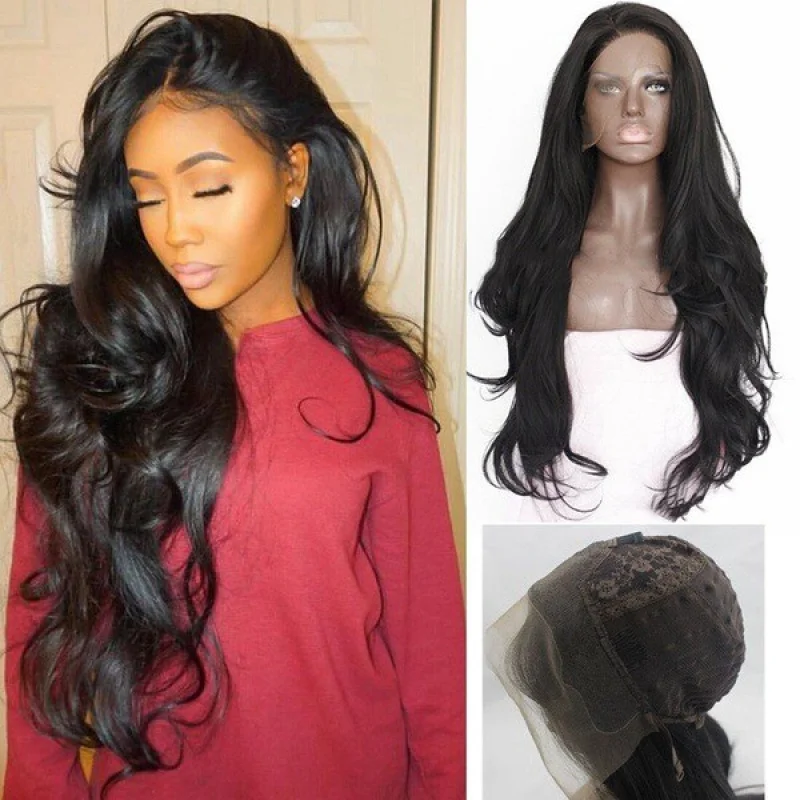 Women Lady 26" Curly Wavy Dark Black Long Synthetic Hair Costume Wigs Party