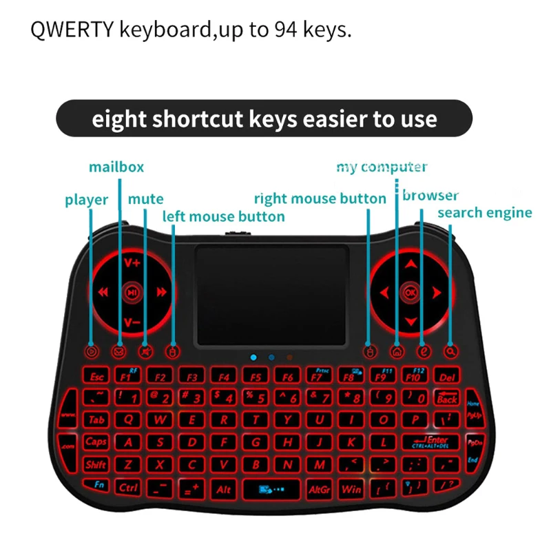 

Беспроводная клавиатура MT08 2,4G с Bluetooth, Двухрежимная клавиатура, Воздушная мышь, клавиатура с подсветкой, игровой контроллер для рабочего стола, ноутбука
