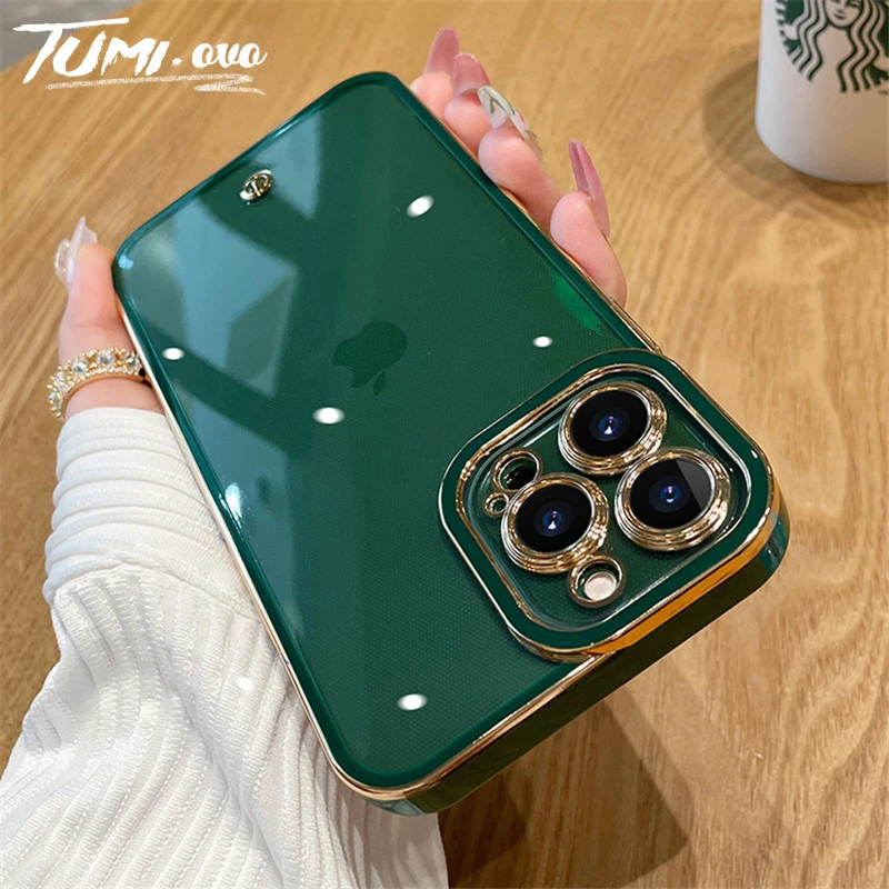 Luxury 6D Plating Phone Case for iPhone 11 12 13 Pro Max Mini XS XR X 6 6S 7 8 Plus SE 2020 With Lens Protectors Silicone Cover cute iphone 13 mini case