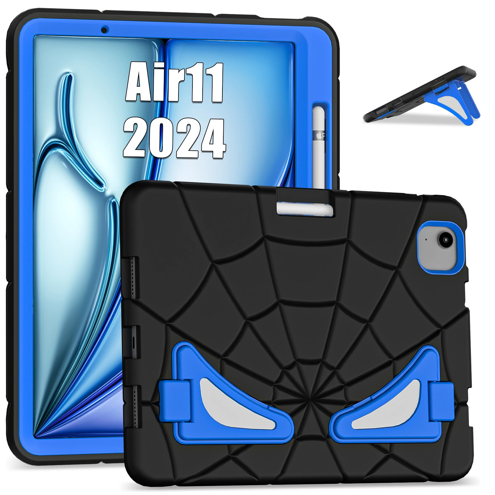 Children's Spider Shockproof Tablet Case with Kickstand and Pen Slot - Silicone + PC Protective Cover