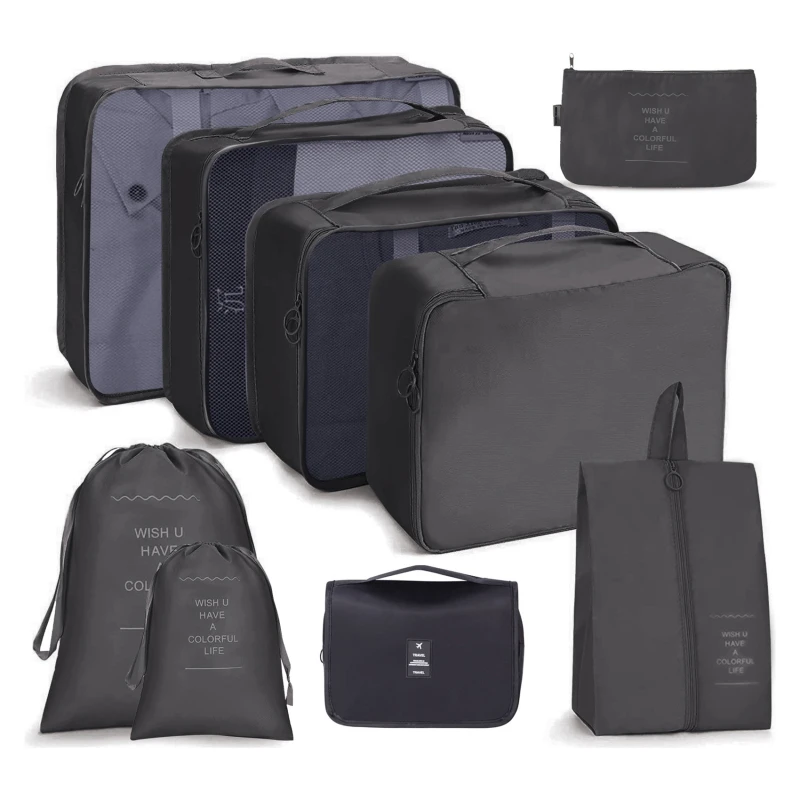 

9/8 PCS Set Travel Organizer Storage Bags Large Capacity Suitcase Storage Luggage Clothes Sorting Organizer Set Shoe Pouch