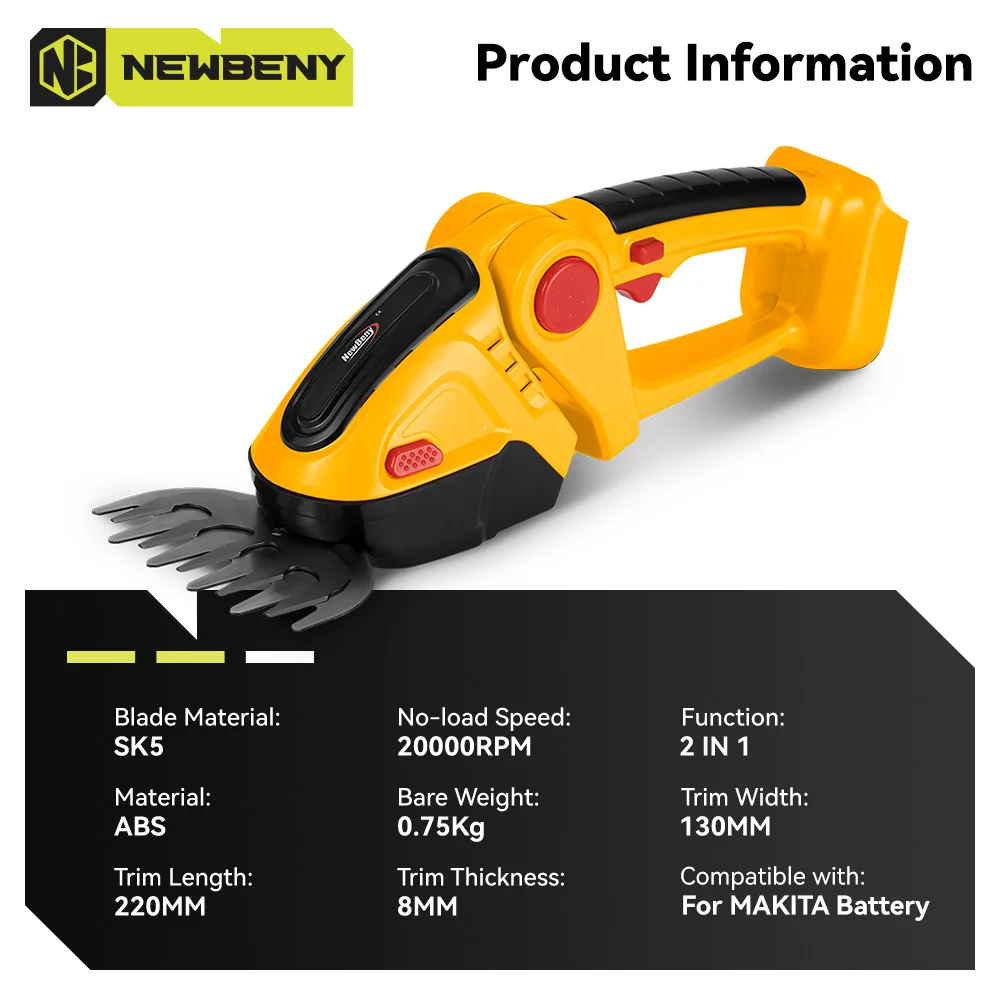Description Picture 6 of itemNEWBENY 2 IN 1 Cordless Electric Hedge Trimmer 20000RPM Rechargeable Shrub Pruning Mower Garden Tool For Makita 18V Battery
