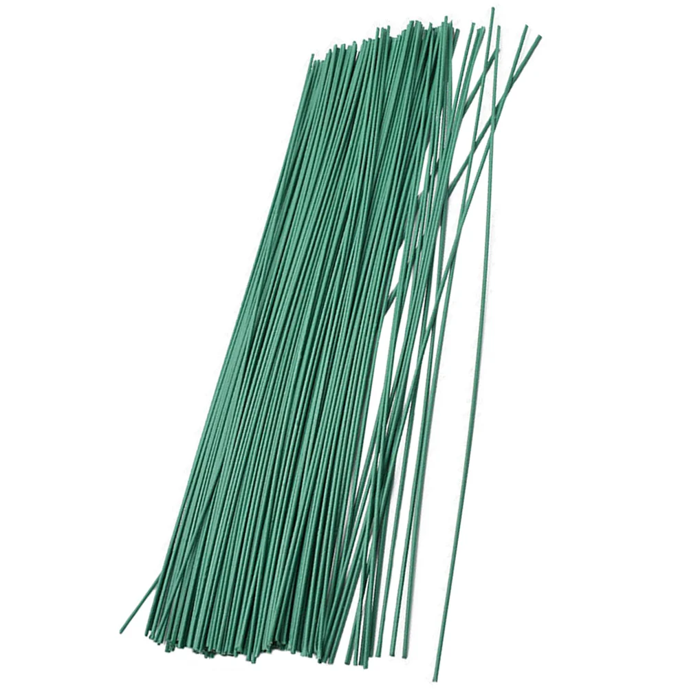 

50 Pcs Artificial Flowers Supply Iron Rod Green Wire Wedding Bouquet Stems Branches