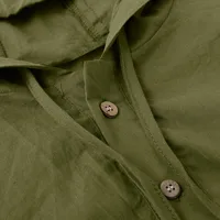 Men's Clothing Basic Hooded Shirt Loose Solid Color V-Neck Men's Casual Shirt Breathable Cotton Linen Blouses Male Chemise - Image 4