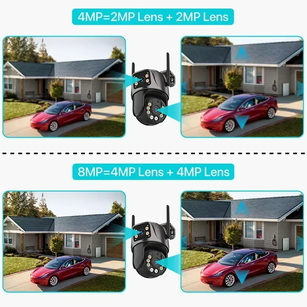 PEGATAH 4K Dual-Lens Outdoor PTZ Camera with AI Auto Tracking, 8MP HD Wi-Fi IP CCTV, Dual Screen, Two-Way Audio, iCSee P2P 6