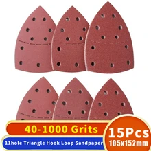 

15pcs Mouse Detail Sander Sandpaper 11 Holes Triangular Sanding Paper for Multi Sander Bosch Detail Palm Sander 40-1000 Grits